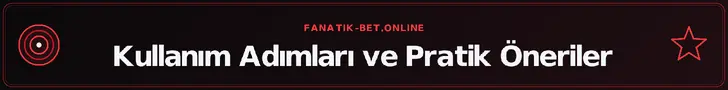 Kullanım Adımları ve Pratik Öneriler – fanatik-bet.online